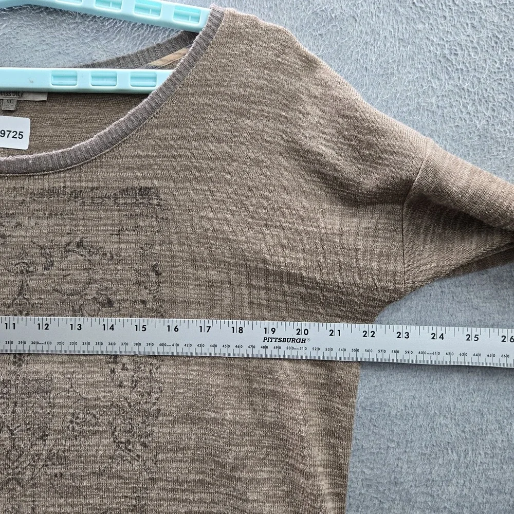 Miss Me‎ Women Sweatshirt XL Brown Plaid Floral Medallion Layered Look Grunge